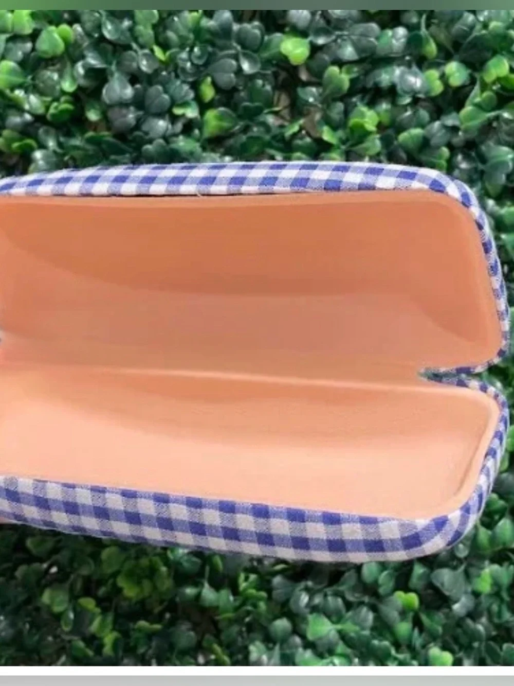 Simply Southern Blue & White Gingham Eyeglass Case Pink Bow Hard Shell NWT